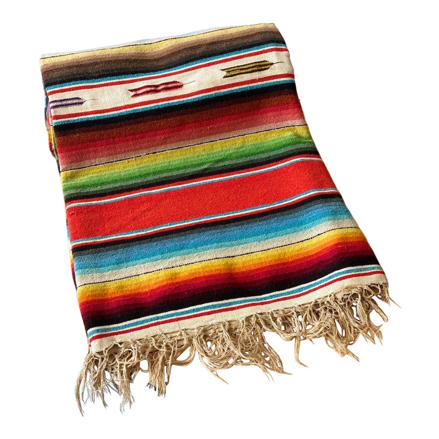 Vintage 1930s Mexican Woven CottonWool Saltillo Blanket Chairish