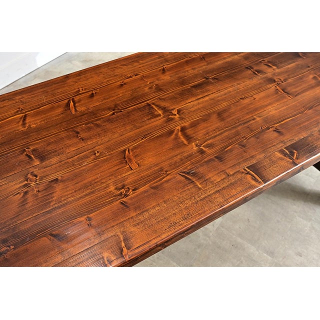 French Mid-Century Brutalist Pine Dining Table For Sale - Image 10 of 14