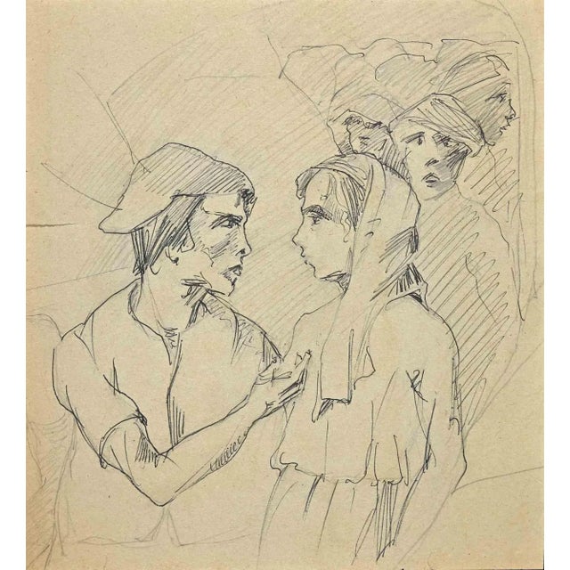 Stage Actors is an original pen and pencil drawing realized by an Italian artist of early 20th century. Good condition, no...
