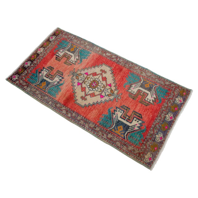 Hand Knotted Door Mat, Entryway Rug, Bath Mat, Kitchen Decor, Small Rug, Turkish Rug - 1′8″ × 3′2″ For Sale - Image 6 of 13