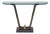 Art Deco Style Two Tone Console Table With Brass Accents and Glass Top For Sale