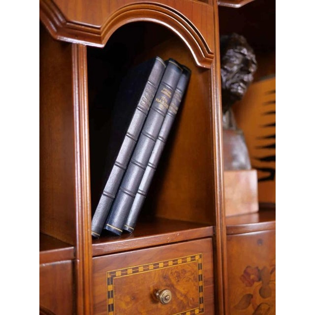 Inlaid Secretary with Bookcase and Writing Desk For Sale - Image 15 of 15