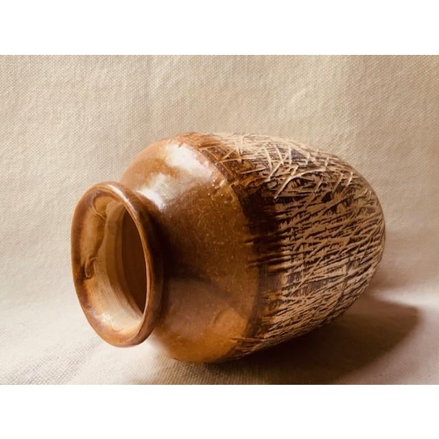Ceramic Vintage Studio Pottery Stoneware Vase, Sgraffito, Earthy Glaze For Sale - Image 7 of 18