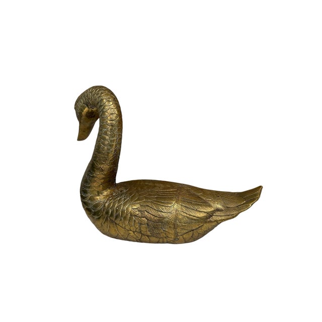 Vintage Large Brass Swan by Fritz Brass For Sale - Image 9 of 10