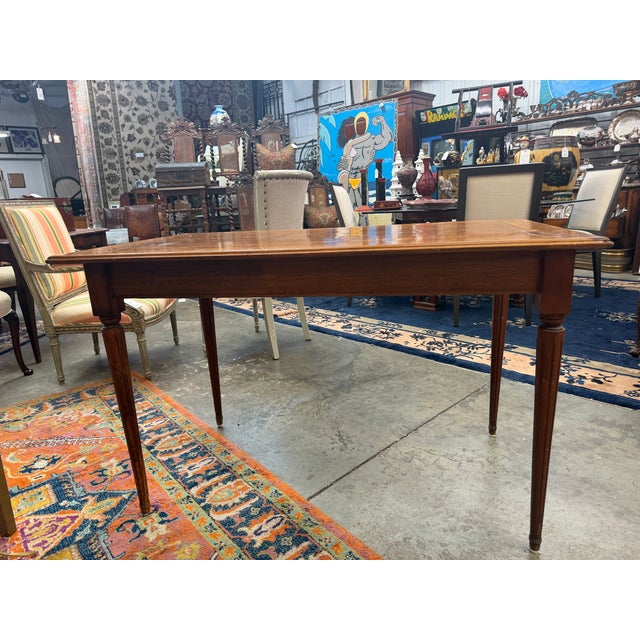 Amber Vintage Checkerboard Wood Inlay Game Table For Sale - Image 8 of 9
