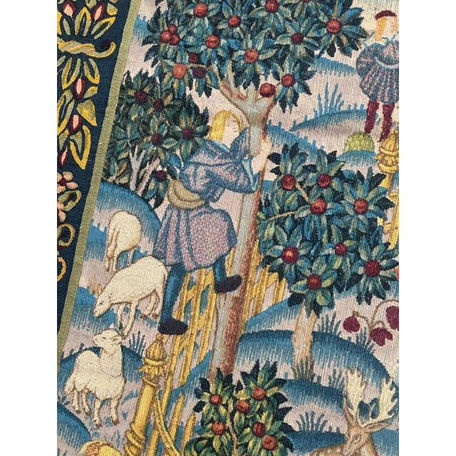 French Screen-Printed Silk Tapestry with Enchanted Park in the style of Aubusson, 1950s For Sale - Image 13 of 18