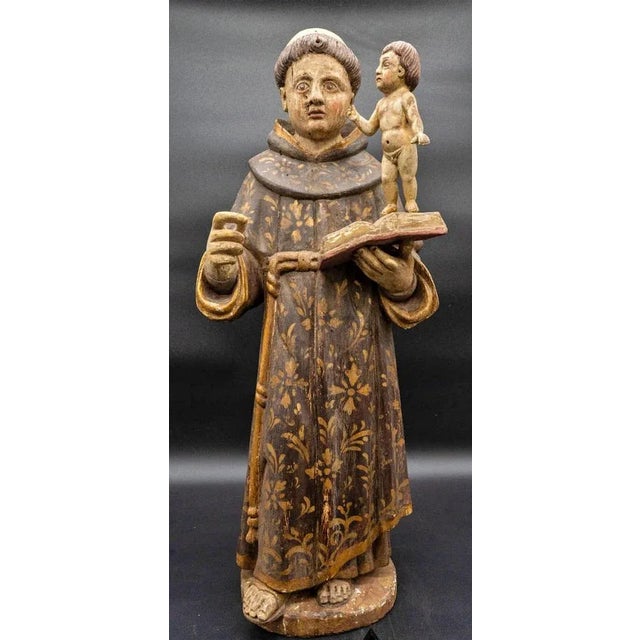Wood Spanish Artist, Saint Antony and Jesus, 17th Century, Wood For Sale - Image 7 of 10