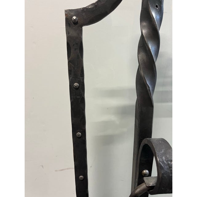 Metal Vintage Medieval Gothic Fireplace Screen With Crest For Sale - Image 7 of 8