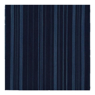 Schumacher Cajamarca Stripe Fabric in Indigo For Sale