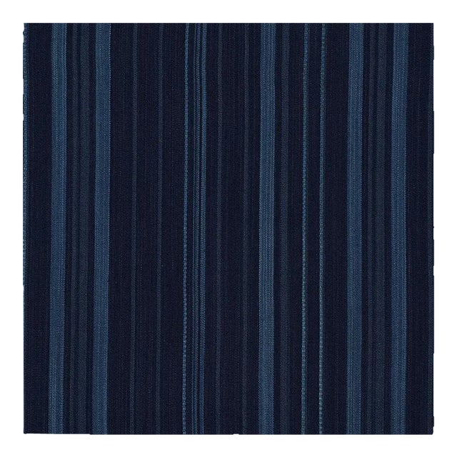 Schumacher Cajamarca Stripe Fabric in Indigo For Sale
