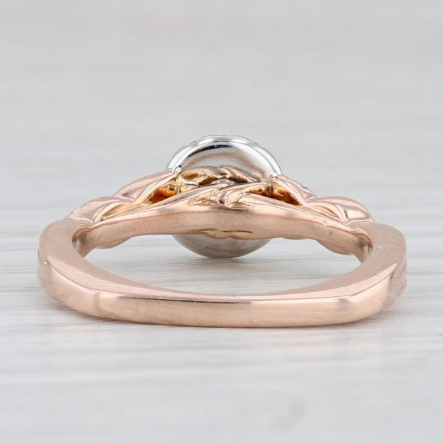 1950s 0.43ctw Round Diamond Halo Engagement Ring 14k Rose Gold Size 6.5 Vintage For Sale - Image 5 of 9