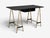 Jacques Adnet Attr., Desk and Folding Chair, Black Leather, Brass, France, 1950s For Sale - Image 4 of 18