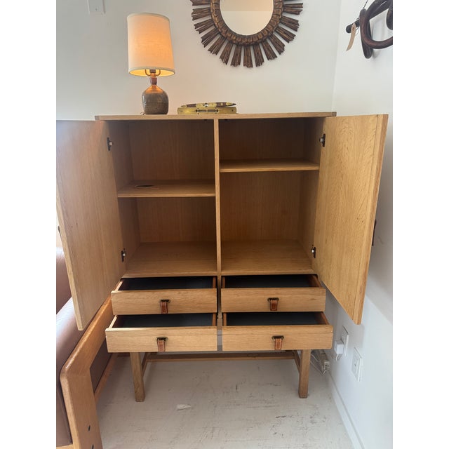 Wood Kurt Ostervig Oak Cabinet With Leather Pulls For Sale - Image 7 of 18