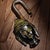 This is a striking and unusual vintage bronze padlock, crafted in the form of a serene Buddha head. The piece features a...