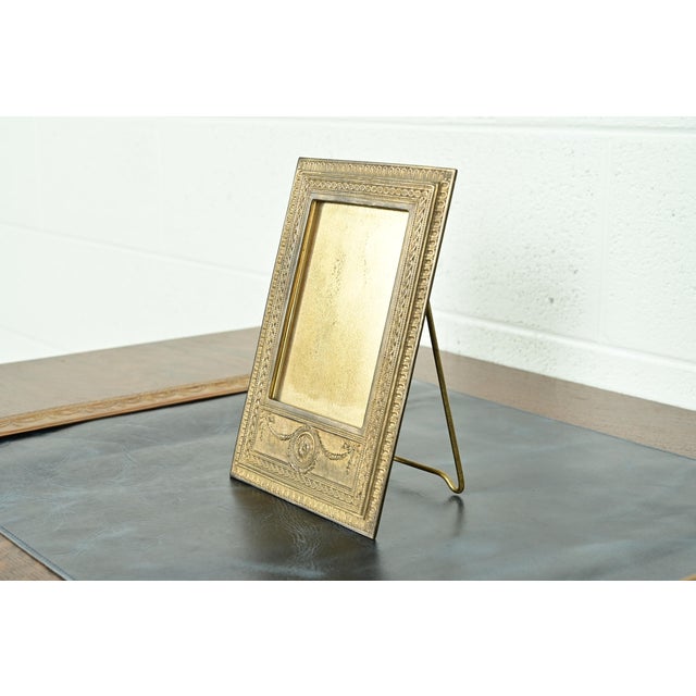 Art Deco Tiffany Studios New York Adam Pattern Bronze Doré Picture Frame For Sale - Image 3 of 13