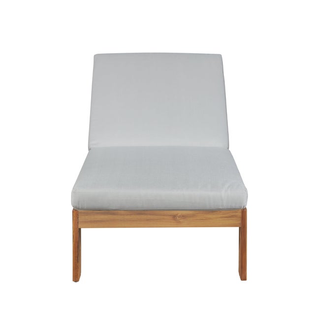Paradiso Outdoor Teak Chaise - Gray Fabric For Sale In Chicago - Image 6 of 10
