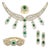 Gia Cert Natural Zambian Emerald & 95 Ct Diamond 4 Piece Set 18 Kt Yellow Gold For Sale
