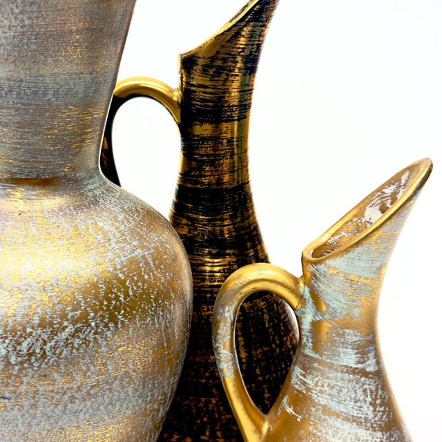 1950s Brushed Gold Stangl Pitcher Curation - Group of 3 For Sale - Image 11 of 12