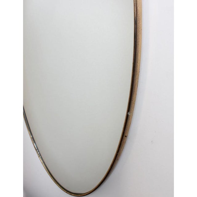 Glass Vintage Italian Wall Mirror with Brass Frame by Gio Ponti, 1950s For Sale - Image 7 of 11