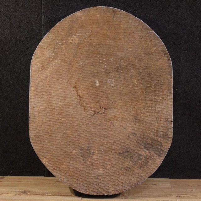 Bas-Relief Sculpture of Stylized Face with Flowers, 20th Century, Wood For Sale - Image 11 of 12