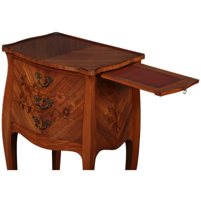 Antique Louis XV Style Bedside Tables with Floral Inlays, 1915, Set of 2 For Sale - Image 14 of 18