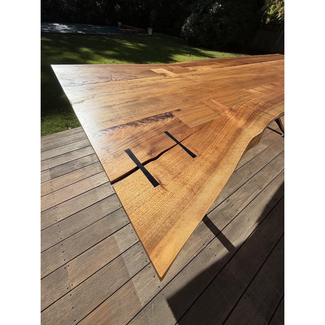 Custom Handcrafted Black Walnut Dining Table With Sculptural Pedestal Base For Sale - Image 17 of 18