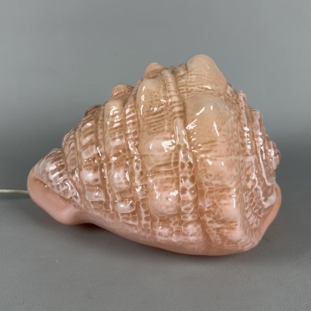 Pink Murano Glass Shell Table Lamp from Mazzega, 1970s For Sale - Image 9 of 18