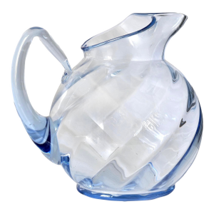 Mid 20th Century Cambridge Glass Moonlight Blue Optic Ball Pitcher