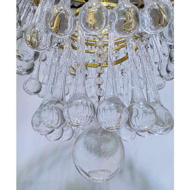 Palwa Mid 20th Century Gold Frame Layered Chandelier For Sale - Image 4 of 9