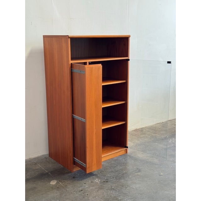 Mid-Century Modern 1990s Vintage Danish Teak Storage Cabinet With Glass Door For Sale - Image 3 of 10