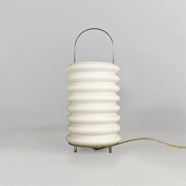 Italian modern Murano glass, brass and metal Lanterna table Lamp by Paola Navone for Antonangeli, 2000s edition. Lantern...