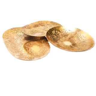 Vintage Textured Gold Glass Dishes - Set of 3 For Sale