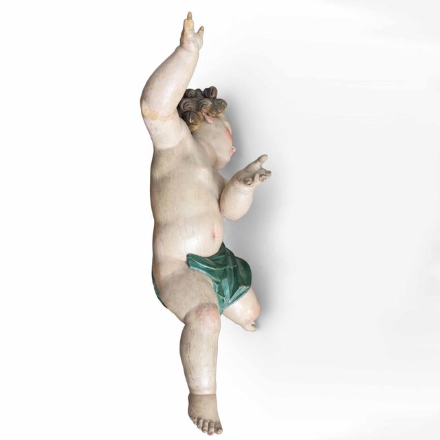 Italian Baroque Artist, Cherub Sculptures, 1650, Lacquered Wood, Set of 2 For Sale - Image 6 of 18