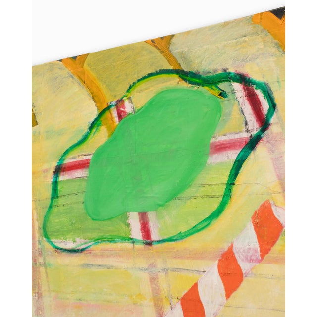 Large Colorful Vintage Abstract Mixed Media Painting 4' X 6' For Sale - Image 4 of 8