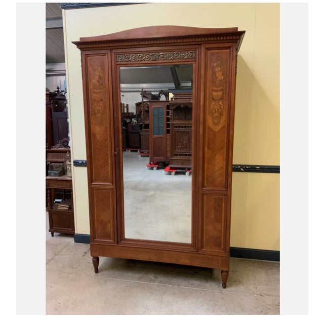 Antique Art Nouveau Linen Wardrobe, 1890s For Sale - Image 12 of 12