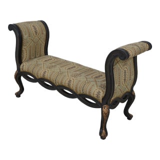 Italian Style Black Crackle Finish Window Bench For Sale