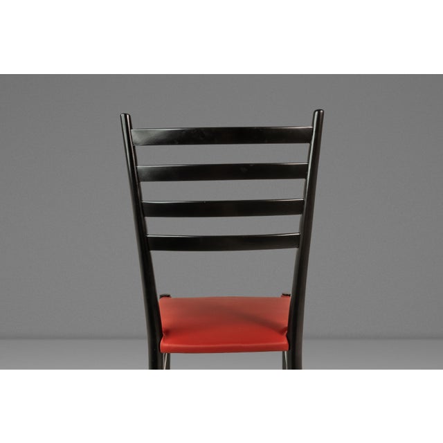 Set of Six (12 Available) Mid-Century Italian Modern Dining Chairs W/ New Vinyl Upholstery Designed After Gio Ponti, Italy, C. 1960's For Sale - Image 10 of 18