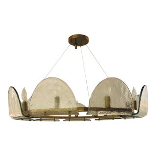 Arteriors Modern Brass and Textured Glass Mendez Chandelier For Sale