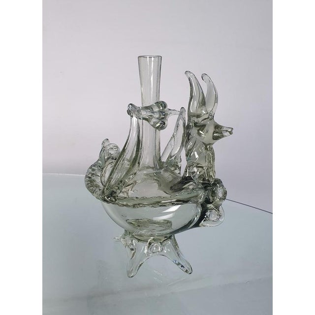 Gold Murano Glass Vase and Candle Holder with Mystical Fox, Italy, 1940s For Sale - Image 8 of 9