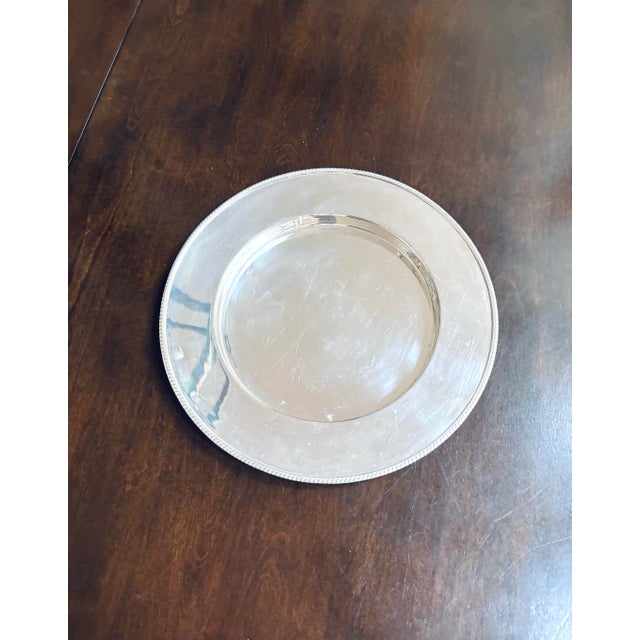 Platinum Rare Antique Hardy Bros. Sydney and Brisbane- Made in England- SilverPlate 12” Round Beaded Tray For Sale - Image 8 of 9