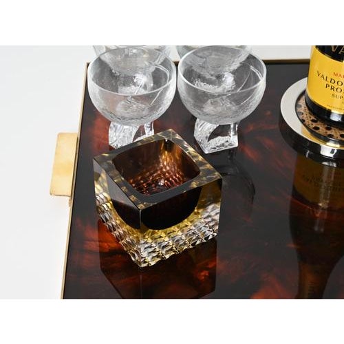 Brown Murano Decorative Glass in Sommerso Merlot and Yellow Glass by F. Poli Italy, 1960s For Sale - Image 8 of 14