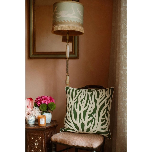Contemporary Palais Lampshade Thalassa Dusty Green & Sand (Oval L) For Sale - Image 3 of 5