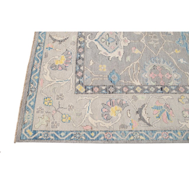 2010s New Gray Modern Oushak Handmade Wool Rug For Sale - Image 5 of 13
