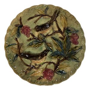 Vintage Bird-Themed Earthenware Plate