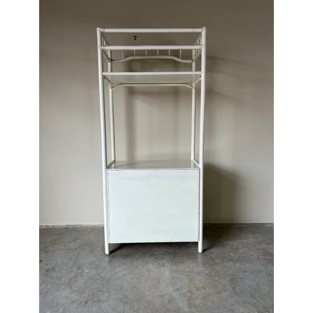 White Vintage Bent Rattan White Painted Bookcase For Sale - Image 8 of 13
