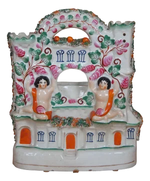 Antique Staffordshire Castle Cherub Pocket Watch Tower Spill Vase