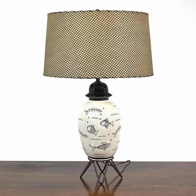 1950s Coastal Whimsical Fish Design Table Lamp For Sale - Image 11 of 11