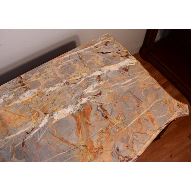 1880 Antique French Louis XV Burl Walnut & Walnut Marble Top Commode / Dresser For Sale - Image 4 of 18