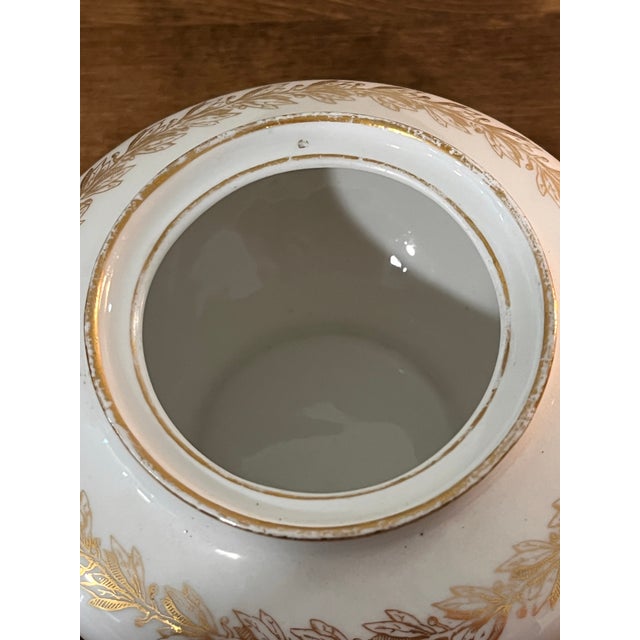 Antique White Mid 20th Century Limoges France G.D.&Cie Avenir Gold Gilt Lidded Sugar For Sale - Image 8 of 11