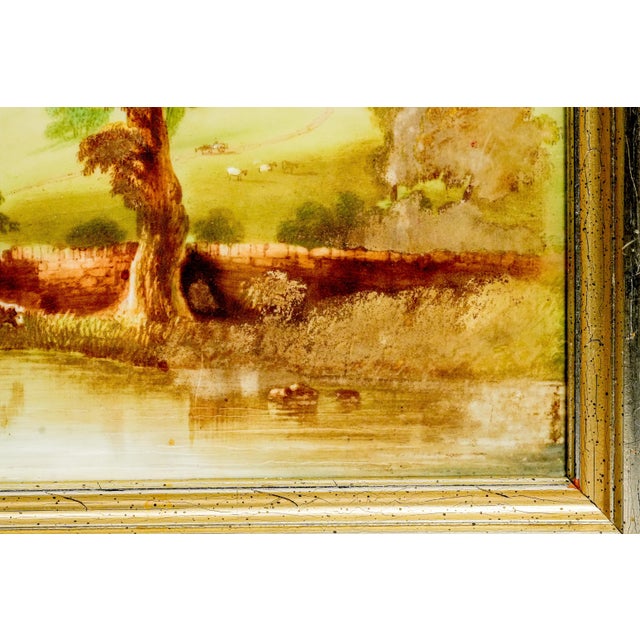 Pair Antique 19th Century Hand Painted Porcelain Plaques Rustic Victorian Pastoral Country Farm Scenes Wall Home Decor Art For Sale - Image 16 of 18